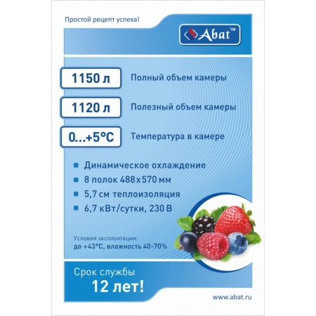 Шкаф среднетемпературный Abat ШХс-1,0, краш., верхний агрегат Шкаф среднетемпературный Abat ШХс-1,0, краш., верхний агрегат